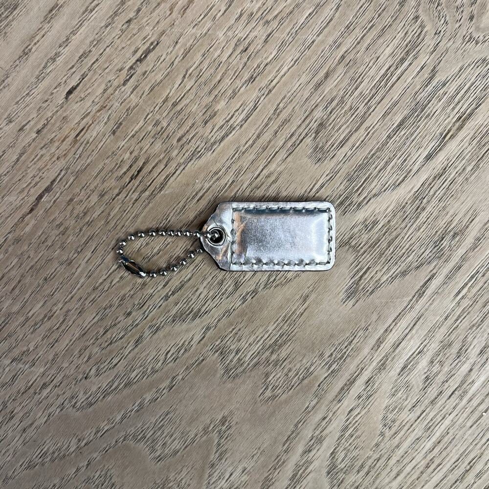 COACH 1.5" Hang Tag Replacement Mini Fob Bag Charm Leather Silver Ball Chain - Picture 2 of 3